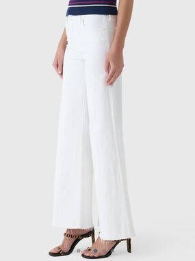 NEW MOTHER The Roller High Rise Wide Leg Jeans.  Clean Hem. White Color. Size 30